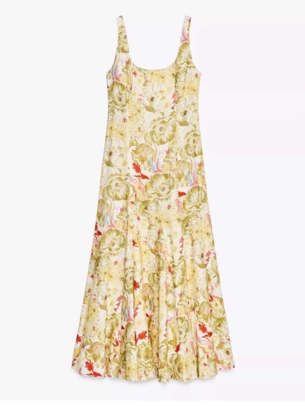 Desigual Yellow Floral Midi Dress with Red Accents - Picture 6 of 9